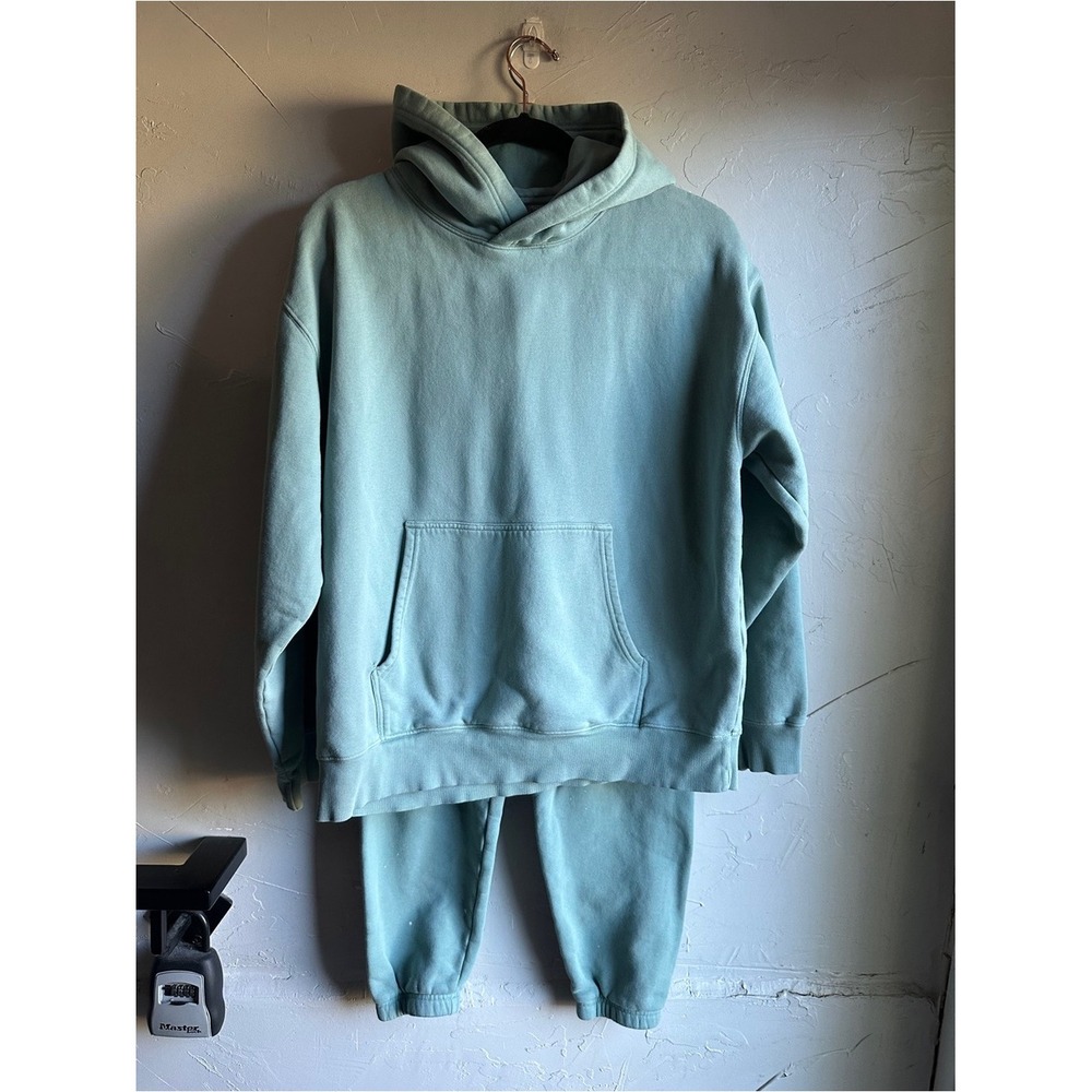 TNA Cozy Fleece Aqua Hoodie Sweatpants Set M/L Loungewear Clean Girl Athleisure